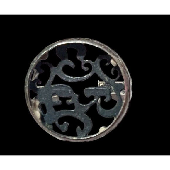 Vintage Sterling Silver Floral Scroll Concave Ring Size 7 1/2 - Picture 9 of 16